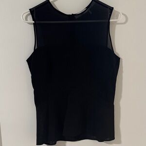 Sandro Black Mesh Detail Blouse